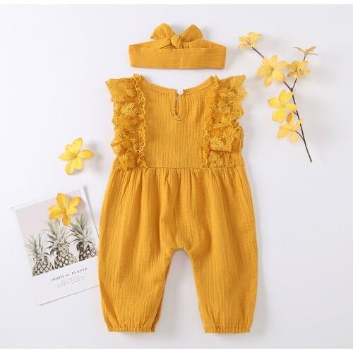 Winter Loose Solid Sets Newborn Infant Baby Girl Cotton Linen Romper Lace Bow One Piece Jumpsuit Clothes Roupa De Baby Menino