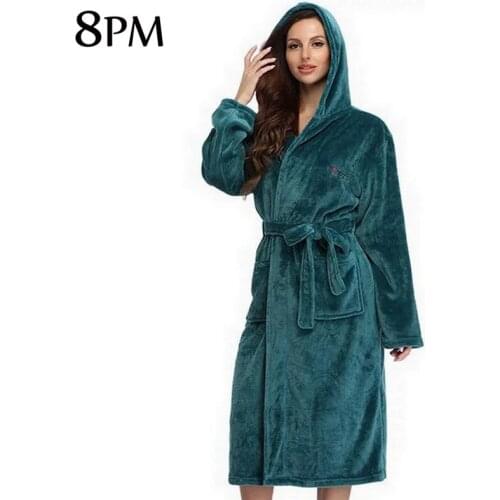 Winter Warm Casual Bathrobe With Hooded Womens V Neck Long Sleeve Bath Robes Coat Sexy Warm Plush Sleepwear Pajamas ouc506