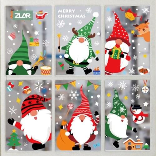 ZLAR 2pcs Christmas Mirror Wall Stickers Acrylic Mirrored Decorative Sticker New Year‘s Eve Christmas Home Decor Colorful Santa