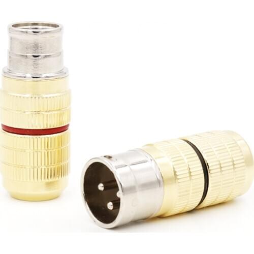 4pcs hifi audio 24K Gold Plated XLR Plug Connector Hi-end 3Pin Male & Female Black Red