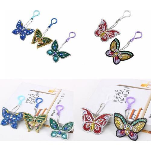 5Pcs DIY Full Drill Double Sided Diamond Special Shaped Butterfly Diamond Painting Girl Bag Key Chain Jewelry Handmake Gifts