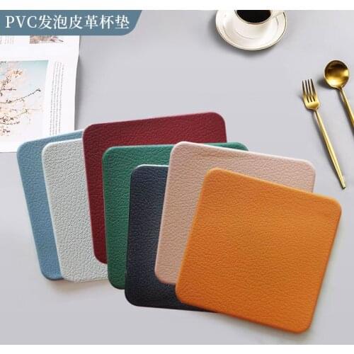 6Pcs Nordic Style Solid Color Faux Leather Coaster Waterproof Heat Resistant Round Cup Coaster Cup Mat Cup Accessories
