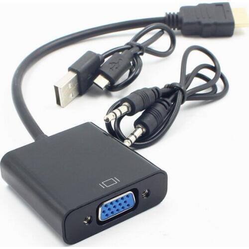 100pcs HDMI to VGA Adapter Male To Female Converter Adapter 1080P Digital to Analog Video Audio For Laptop Tablet