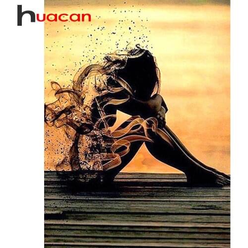 Huacan Diamond Mosaic Portrait Cross Stitch Kit Diamond Embroidery Girl Home Diamond Painting New Arrival Home