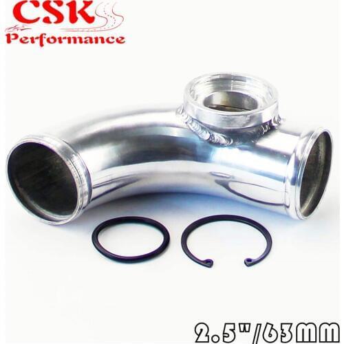 90 degree 63mm 2.5" Turbo Aluminum Flange Pipe For SSQV/SQV BOV Blow Off Valve