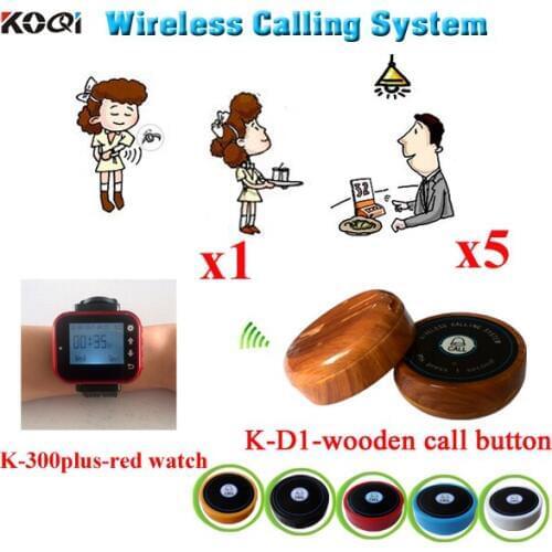 Wireless Waiter Call System 2015 Newest Restaurant Buzzer With 1 Watch Clocks + 5 1keys Buttons,Shipping By DHL/EMS