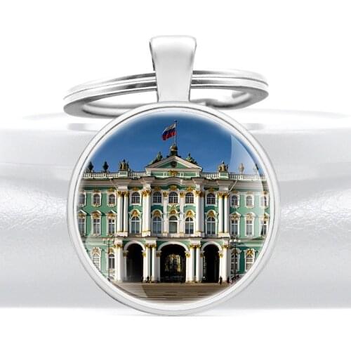 Classic Russia Winter Palace Pendant Keychain Charm Men Women Key Rings Jewelry Key Chains