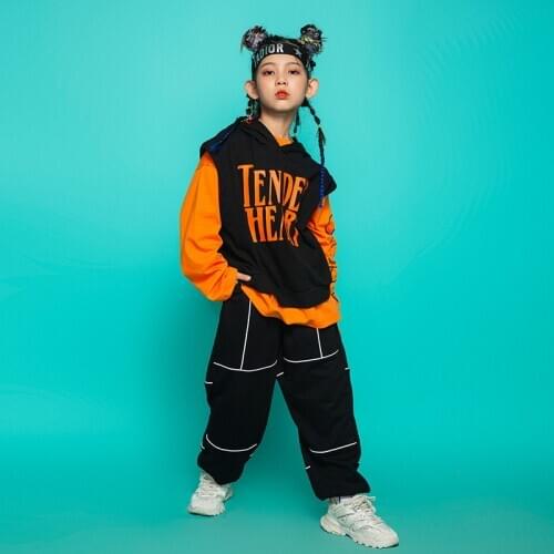 Kid Hip Hop Clothing Hoodie Sweatshirt Shirt Top Streetwear Black Tactical Cargo Pants for Girls Boys Jazz Dance Clothes Costume