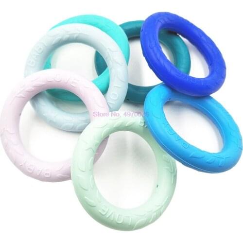 DHL 200pcs Baby Silicone Beads Teething Ring Food Grade Nursing BPA Free High Quality Silicone Teether Necklace Toys