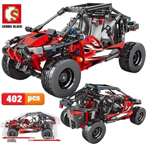 SEMBO City Pull Back Off-road Mechanical Vehicle Model Building Blocks Electric Racing Car Creator Bricks Toys For Children