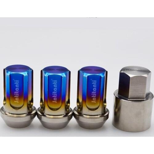 Gr5 Titanium Alloy Wheel Hub Bolt Anti-Theft M14*1.5*35 Close-End Burnt Blue 20Pcs