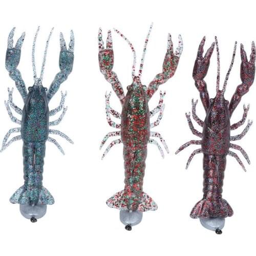 3PCS Fishing Bait PVC Shiny Attractive Lobster Appearance Fishing Bait Artificial Simulation Soft Lure Fishing Tool Accessory