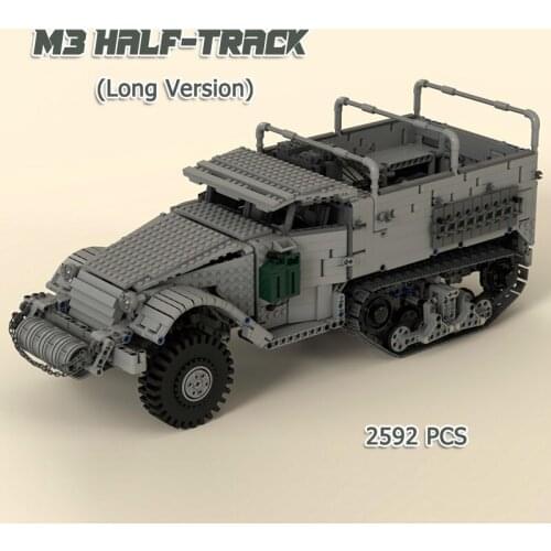 Moc Building Blocks M3 Half-Track Armoured Personnel Carrier Assembling Model World War II US Military Vehicles DIY Toys Kids G