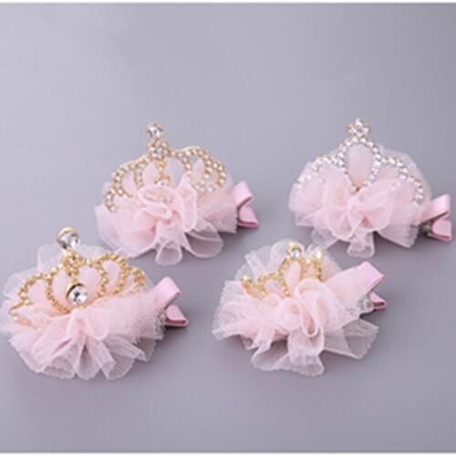 Dog Grooming Crown Clip Pet Dog Hair Decoration Elegant Hairpin Bud silk yarn flower hair ornament does hair crown