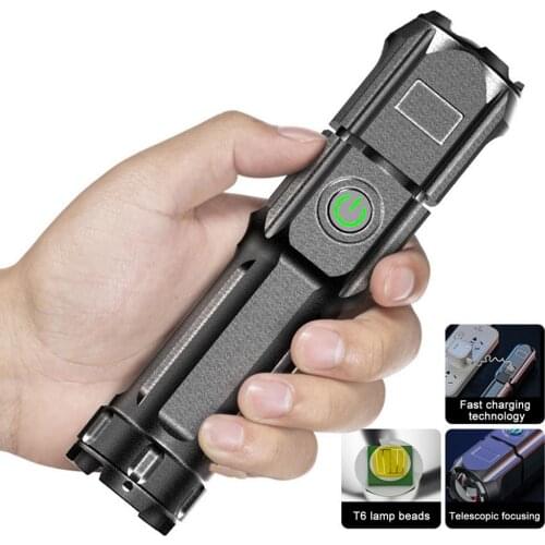 Strong Light Searchlight Rechargeable Portable Lamp Premium LED Flashlight Rechargeable 1200 Lumen Compact Flashligt