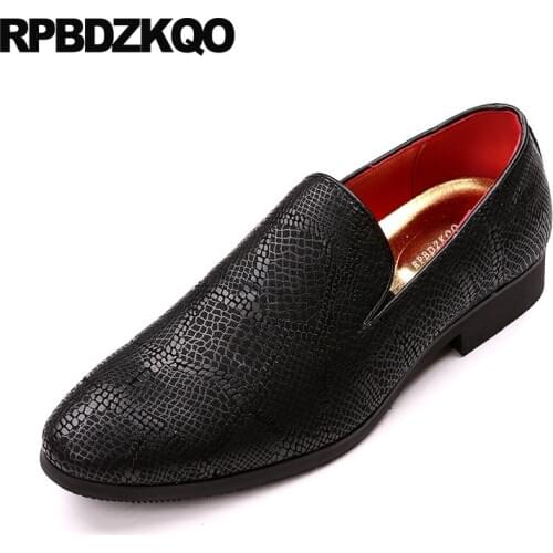 Elevator Men Party Shoes Classic Snake Wedding Black Pointed Toe Dress Python Leather Skin Office Loafers Snakeskin Business