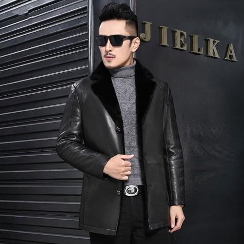 Winter Jacket Men Natural Lamb Fur Plus Size Coat 5xl 6xl Mens Genuine Sheepskin Leather Jackets Long Coats MY764