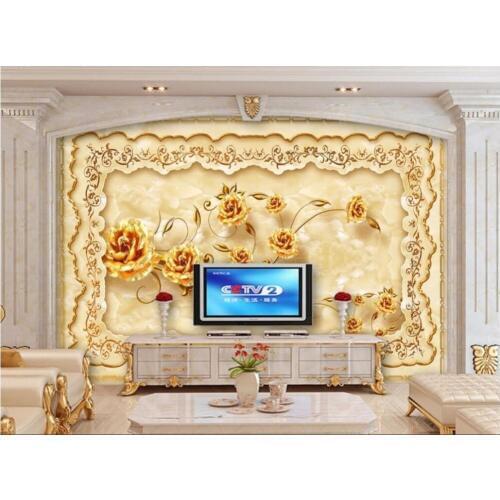 Custom mural 3d photo wallpaper European luxury marble gold rose decorate painting 3d wall murals wallpaper for wall 3 d