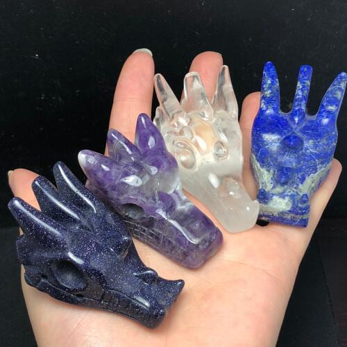 Natural Citrine Crystal Dragon Head Skull Hand Carved And Polished Rare Gemstone Home Decoration Drop Shipping