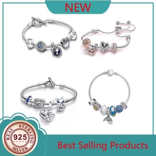 2021 New 925 Silver Plane Fox Bear Pendant String For Ladies Wedding Party Gift Diy Jewelry