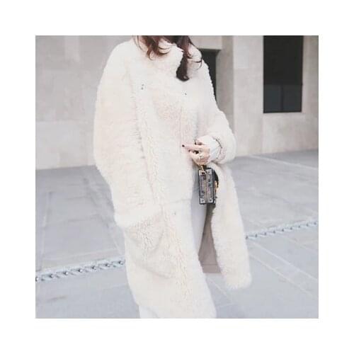 Perfect profile merino wool fur coat han edition integrated loose coat