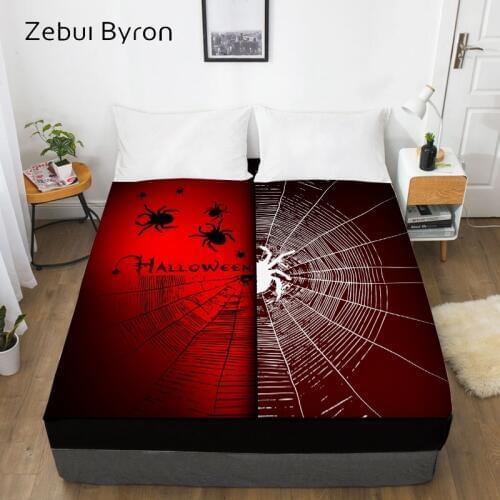 3D HD Bed Sheet With Elastic,Fitted Sheet Custom/Queen/King,Halloween Spider and Web Mattress Cover 150/180/200/160x200