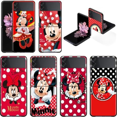 Disney Minnie Mouse Point Shockproof Cover for Samsung Galaxy Z Flip Flip3 5G Black Phone Case Shell Hard Fundas Coque Capa
