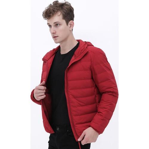 New Man Ultra Light Down Jacket Hooded Soft Matt Fabric Waterproof Down Jackets Seamless Winter Autumn Warm Down Coat