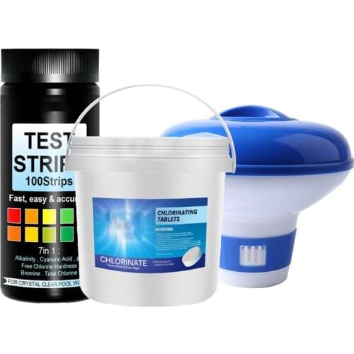 Swimming Pool Cleaning Effervescent Tablets, Barreled Clean Tablets, Dosing Device, Test Paper Set
