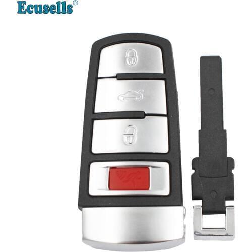 3+1/4 Button Smart keyless entry Remote Key Case shell Fob for volkswagen VW CC Passat Magotan with plastic HU66 HAA key blade