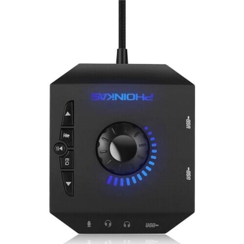 Phoinikas T10 Multi-Switch Usb Hub o Adapter External Stereo Card With 3.5 Mm Headphones And Microphone Jack Black