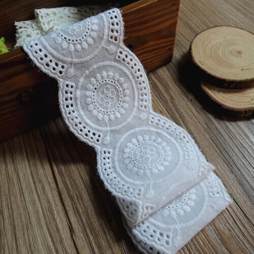 White color embroidery cotton lace trim fabric lace trim for garment decoration and DIY craft lace trimming -JZHB