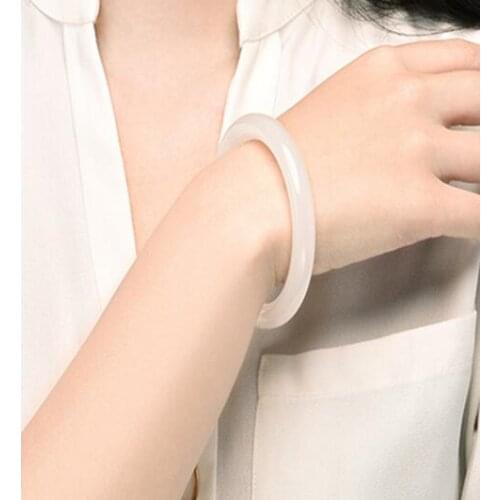Xinjiang Hetian suet white jade bracelet jade bracelet retro circular bar bracelet girls fine bracelet free shipping