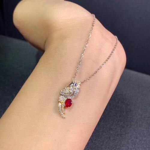 Womens new 925 silver pendant natural pigeon blood ruby necklace luxurious and elegant design highlights feminine charm