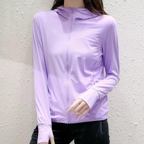 Women Coat Ice Silk Sunscreen Clothing Summer New Anti-Ultraviolet Knitted Breathable Hooded Zipper Thin Solid Couple Short Top