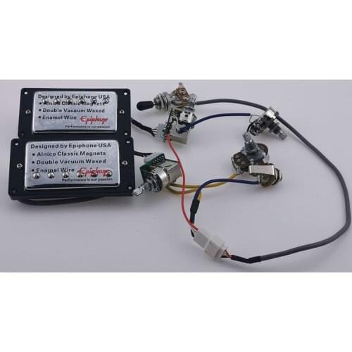 Double Coil Pickups 1 Set LP Standard Neck and Bridge Electric Guitar Humbucker Pickups with Pro Wiring Harness For EPI