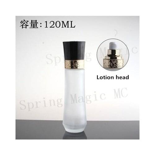 120ml Frosted Glass Bottles with Gold press Lotion pump Empty Skin care Cosmetic DIY travel sub-bottle Refillable bottle