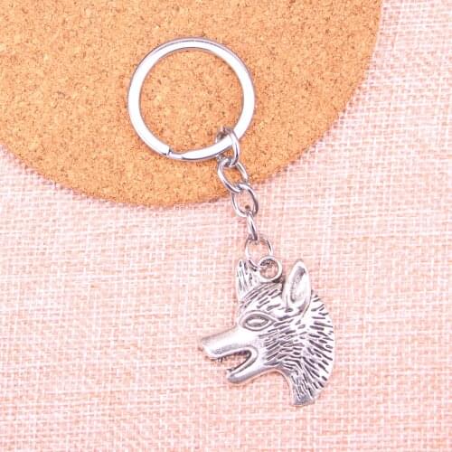 20pcs wolf dog wolfhound Keychain 35*30mm Pendants Car Key Chain Ring Holder Keyring Souvenir Jewelry Gift