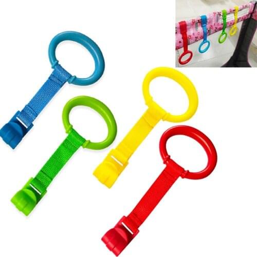 4PCS Baby Crib Hooks Portable Multi-color Hook Pull Ring Travel Non-toxic Crib Wake Up Stand Up Foldable Home Pendants Toy
