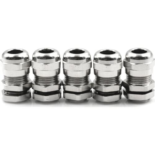 5pcs/lot Hot Stainless Steel Metal Waterproof Cable Glands Connector Wire Glands for 3-8mm cable