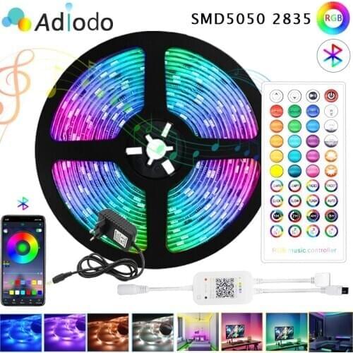 5M10M15M LED Strip Light RGB 5050 2835 Waterproof DC12V Flexible Ribbon Tape Diod For Room Decoration Wifi IR Controller Adapter