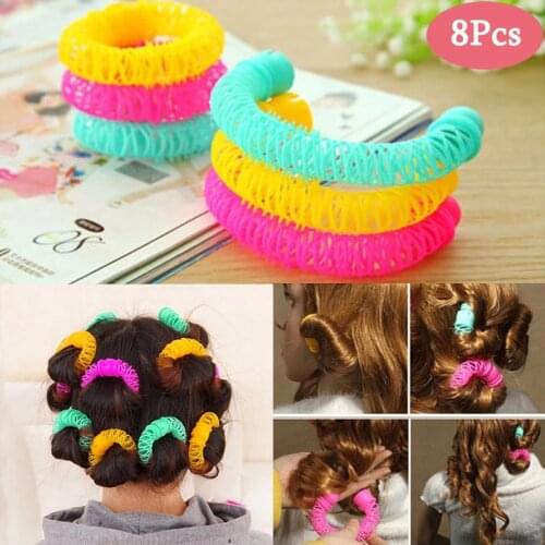 8 Pcs New Hair Roller No Heat Spiral Curls Curlers High Flexibility Hairdressers DIY Tools for Woman Hair Accessories Kit
