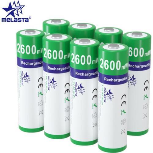 Melasta NIZN AA 1.65V 2600mWh Rechargeable Battery 2A Ni-Zn rechargeable batteries for toys MP3 camera free shipping