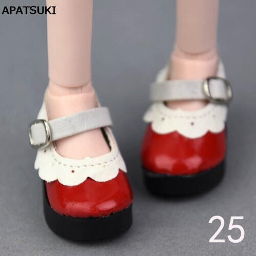 1:4 Doll Accessories 6*2.5cm Red White Fake Leather Fashion Shoes For 1/4 BJD Doll Shoes For 40-50cm XinYi Doll High-heel Shoes