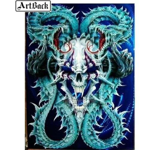 New 5d diy diamond painting skull green pattern full square / round drill 3d diamond embroidery resin diamond mosaic gift ARB51
