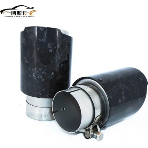 Car Glossy Scattered Pattern Carbon Fiber Muffler Tip Exhaust System Pipe Mufflers Nozzle Universal Straight Stainless AK DZ007