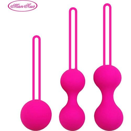 Man Nuo Silicone Kegel Ball Ben Wa Ball For Women 3pcs/Set Vaginal Tightening Exercise Geisha Ball Dumbbell Womens Sex Toys 88