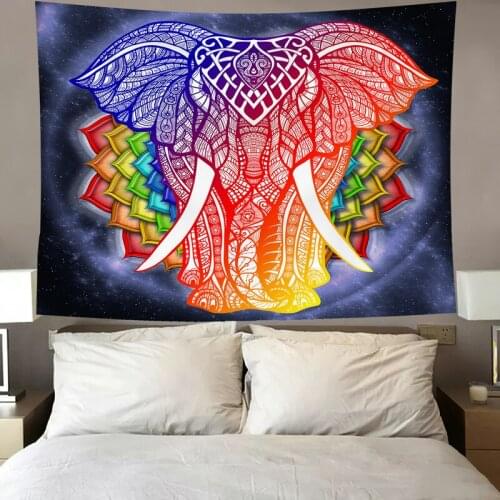 Colorful Elephant Landscape Tapestry Vintage Exotic Summer Plant Nature Frame for Bedroom Photography Wall Decor