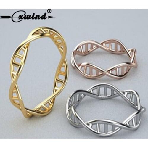 Cxwind Fashion DNA Ring Chemistry Science Ring Molecule Rings Neurotransmitter Dopamine Jewelry infinity ring