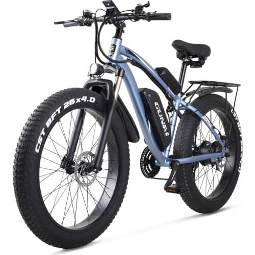 GUNAI Electric Off-Road Bike 26*4.0 Inch Tire E-Bike 1000w 48V 17Ah Aluminum Alloy Electric Mountain Bicycle with Rear Seat